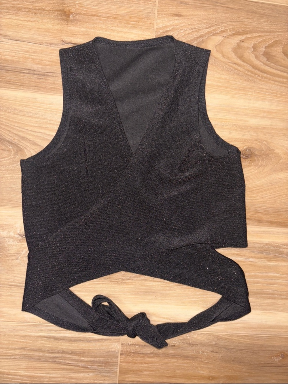 Black Sparkle Wrap Crop Top